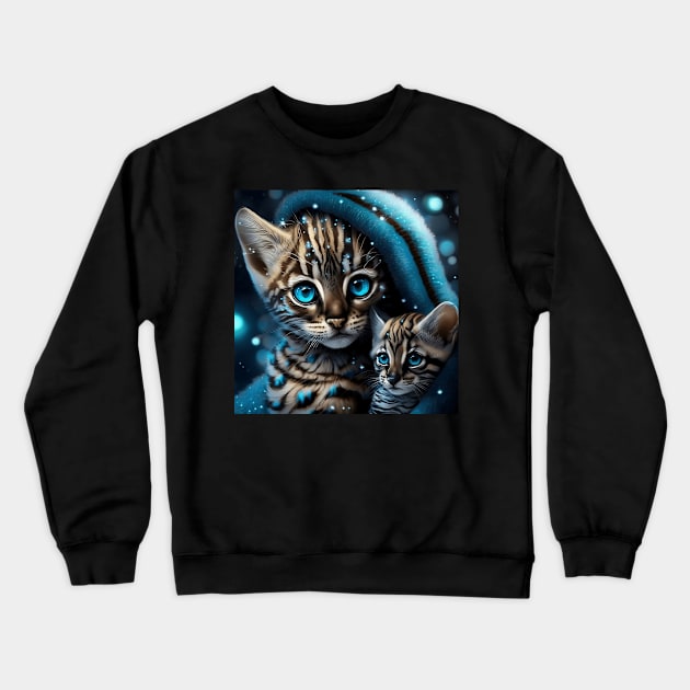 Bengal Cat Family Crewneck Sweatshirt by Enchanted Reverie